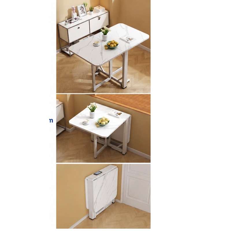 MESA DE COMEDOR PLEGABLE MULTIUSO EFECTO MARMOL 120X60X75CM - 4
