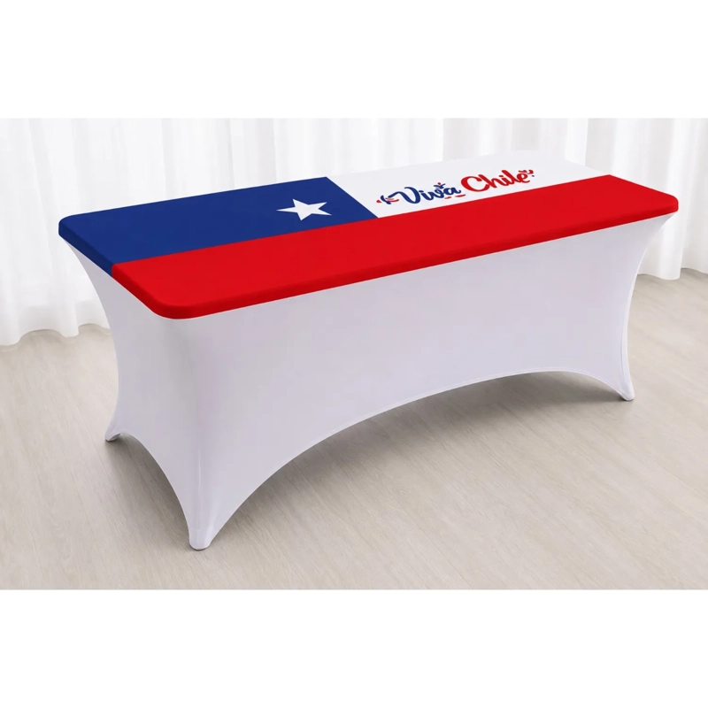 MANTEL FUNDA DE MESA ELASTICA DISEÑO BANDERA DE CHILE 180X75CM - 2
