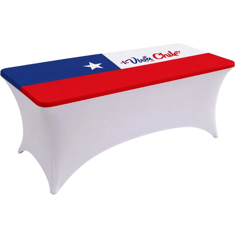 MANTEL FUNDA DE MESA ELASTICA DISEÑO BANDERA DE CHILE 180X75CM - 5