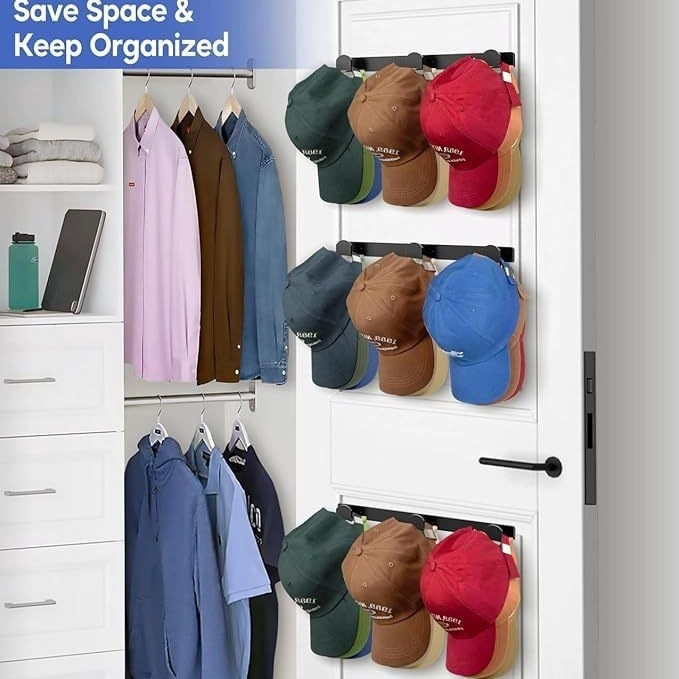 PERCHERO ORGANIZADOR DE PARED PARA GORRAS, JOCKEYS, MULTIUSO - 1