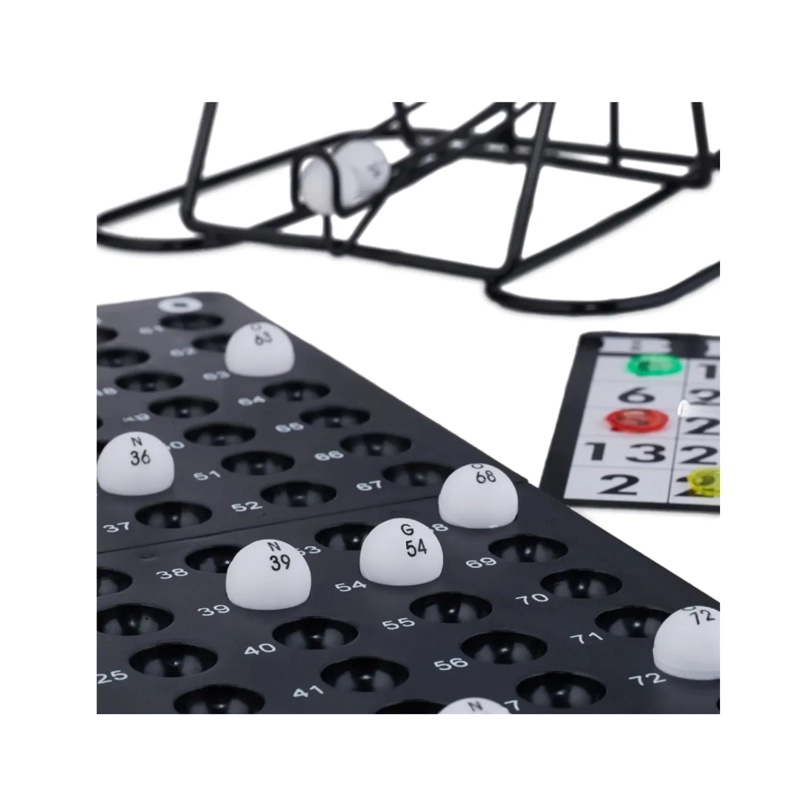 BINGO PROFESIONAL SET COMPLETO CON TOMBOLA METALICA Y 18 CARTONES - 4