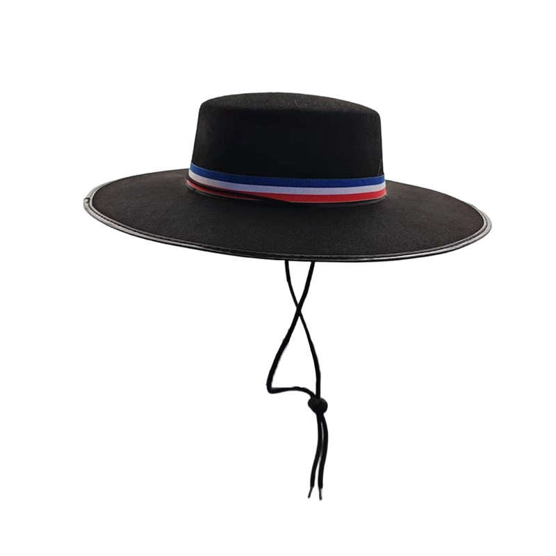 SOMBRERO HUASO CHILENO NEGRO TRICOLOR IDEAL FIESTAS PATRIAS - 1