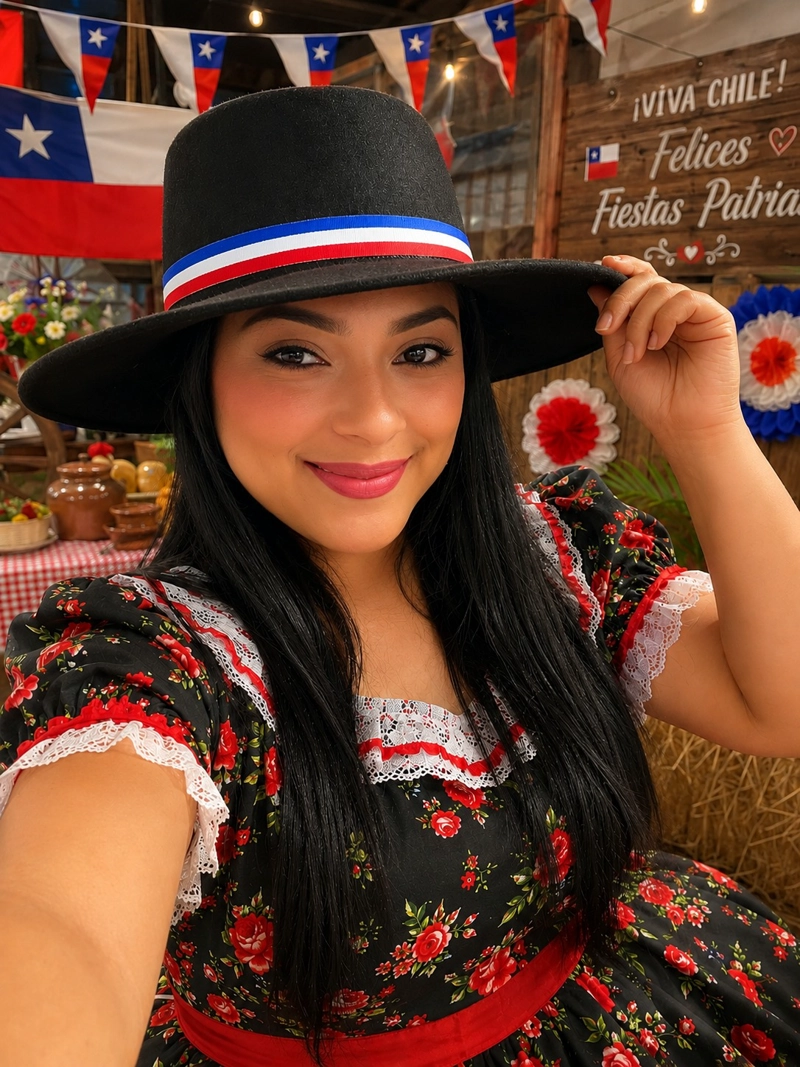 SOMBRERO HUASO CHILENO NEGRO TRICOLOR IDEAL FIESTAS PATRIAS - 3