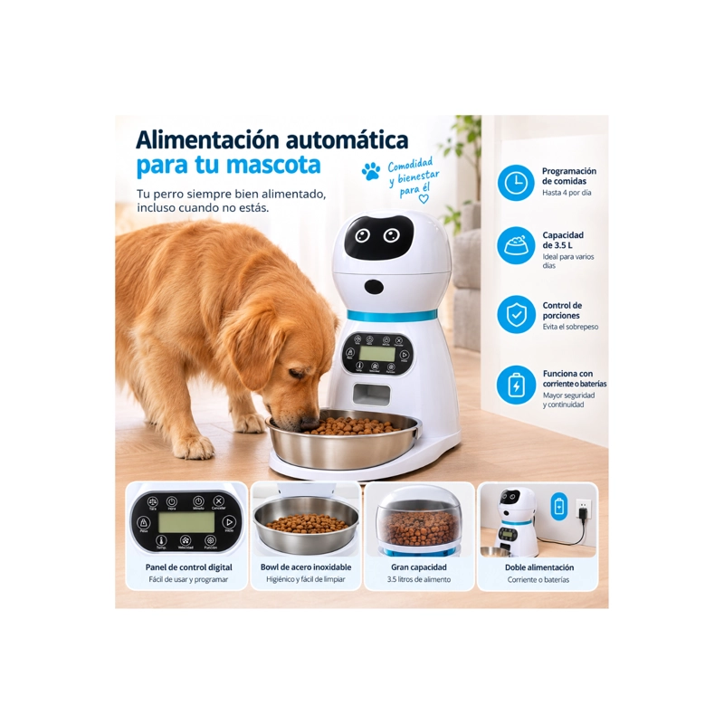 ROBOT ALIMENTADOR AUTOMATICO PARA MASCOTAS DISPENSADOR - 3