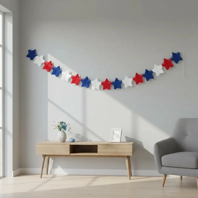 PACK X5 GUIRNALDAS DE ESTRELLAS TRICOLOR FIESTAS PATRIAS 2MT - 3