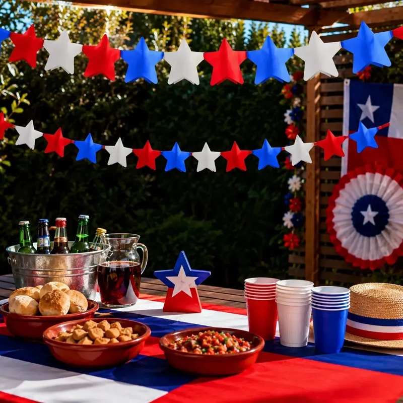 PACK X5 GUIRNALDAS DE ESTRELLAS TRICOLOR FIESTAS PATRIAS 2MT - 4