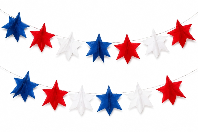 PACK X5 GUIRNALDAS DE ESTRELLAS TRICOLOR FIESTAS PATRIAS 2MT - 6