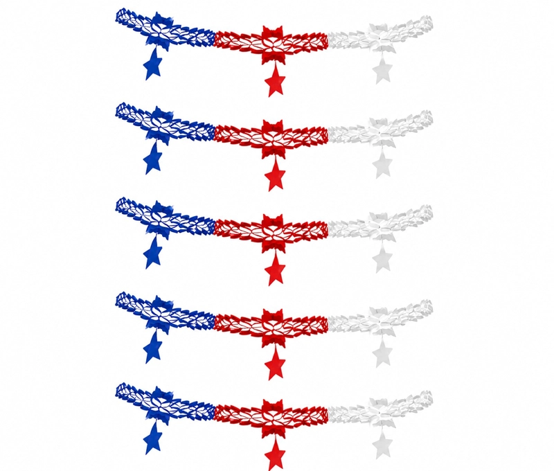 PACKX5 GUIRNALDAS FIESTAS PATRIAS TRICOLOR + ESTRELLAS 2.60M - 1