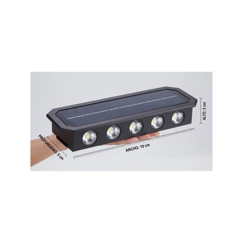 FOCO SOLAR LED DE 5 LEDS PARA ESCALONES Y MUROS - IP65 EXTERIOR - 3