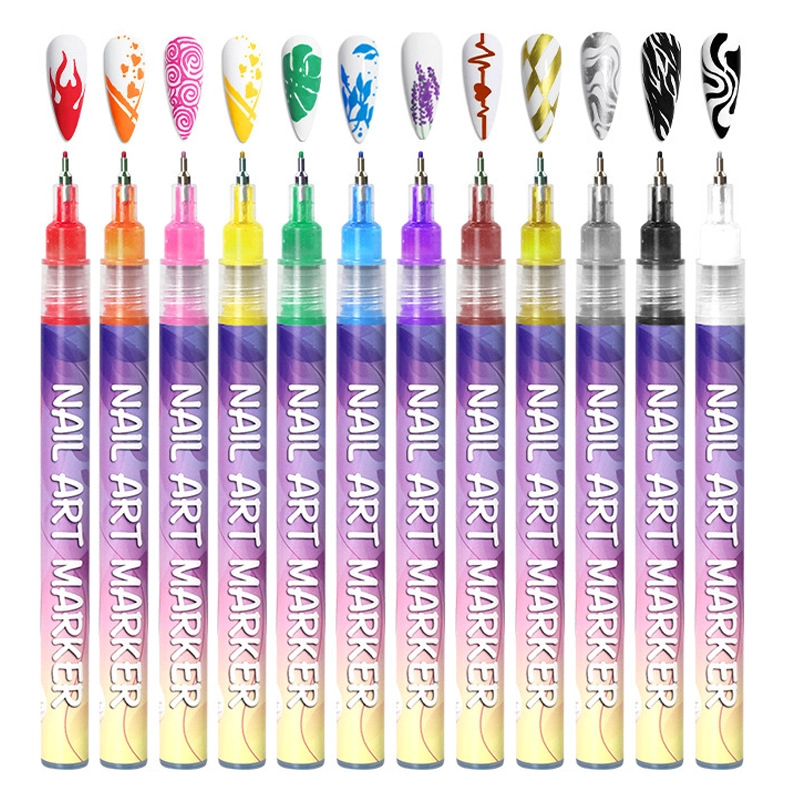 SET 12 MARCADORES LAPICES PARA UÑA NAIL ART PUNTA FINA 0.5MM - 3