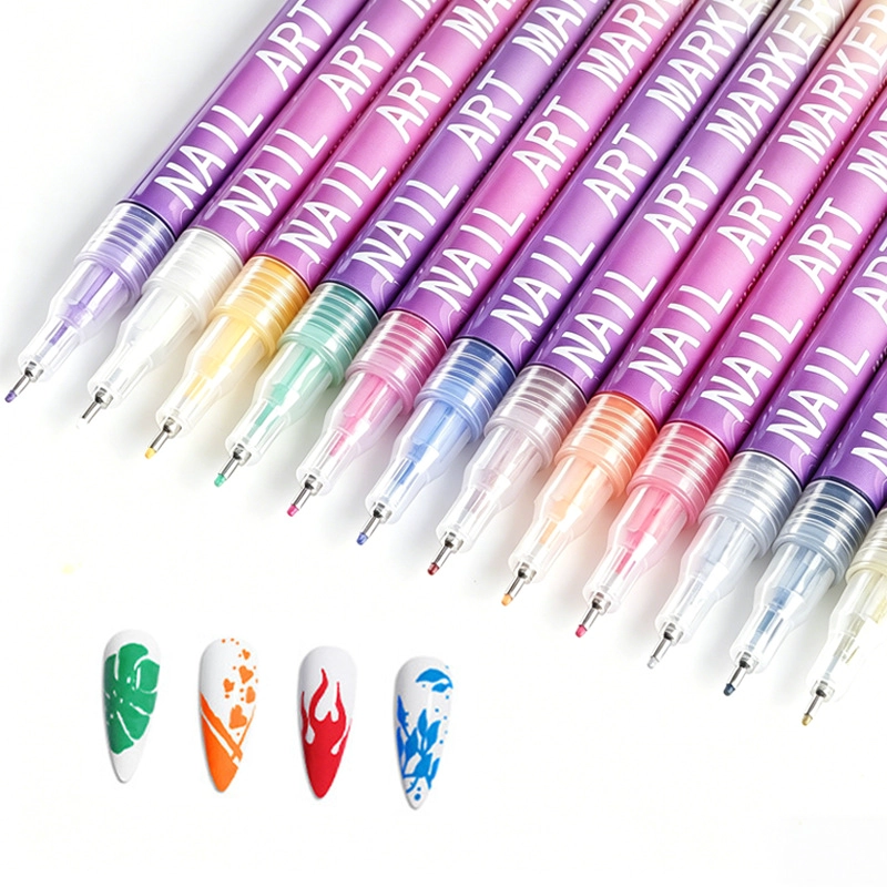 SET 12 MARCADORES LAPICES PARA UÑA NAIL ART PUNTA FINA 0.5MM - 4