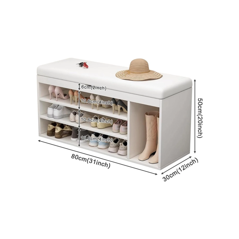 BANCO ZAPATERO ORGANIZADOR RECIBIDOR BEIGE CON CAJON Y ESPACIO PARA BOTAS - 6