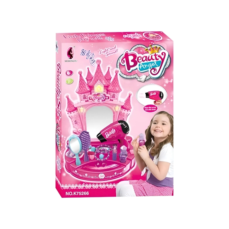 TOCADOR CASTILLO DE PRINCESAS BEAUTY ANGEL CON LUCES, SONIDO Y ACCESORIOS - ROSA - 1