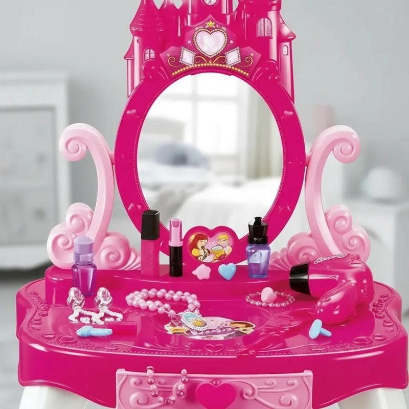 MESA DE BELLEZA CASTILLO PRINCESAS NIÑAS ESPEJO CON SILLA - 3