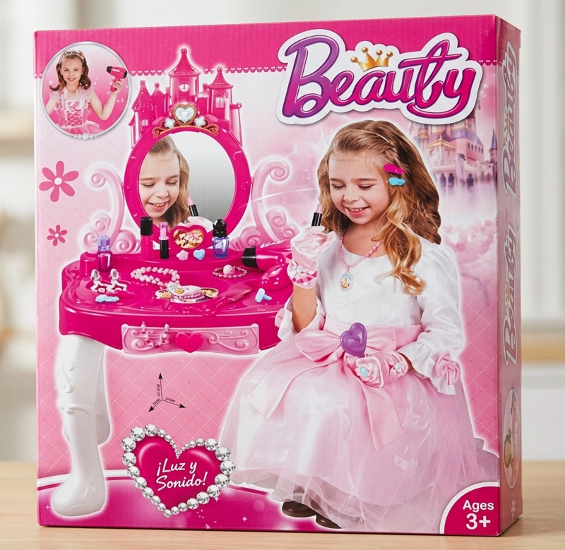 MESA DE BELLEZA CASTILLO PRINCESAS NIÑAS ESPEJO CON SILLA - 5