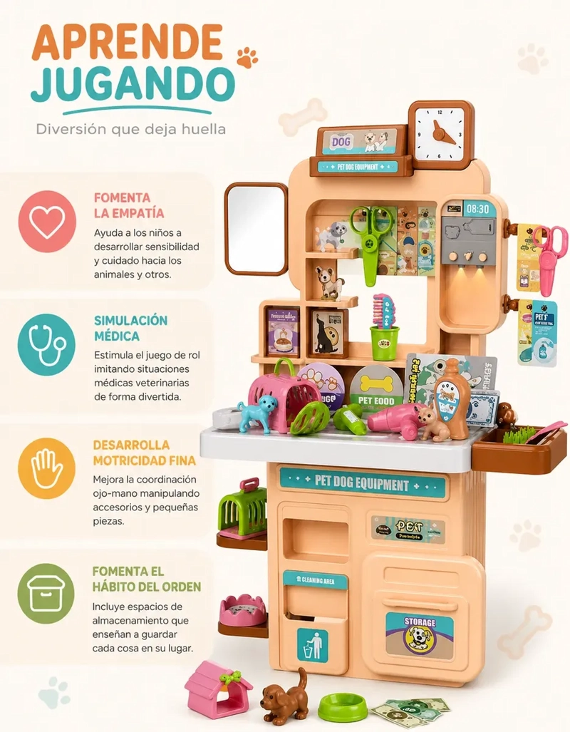 ESTACION DE PELUQUERIA CANINA DE JUGUETE PARA NIÑOS - 3