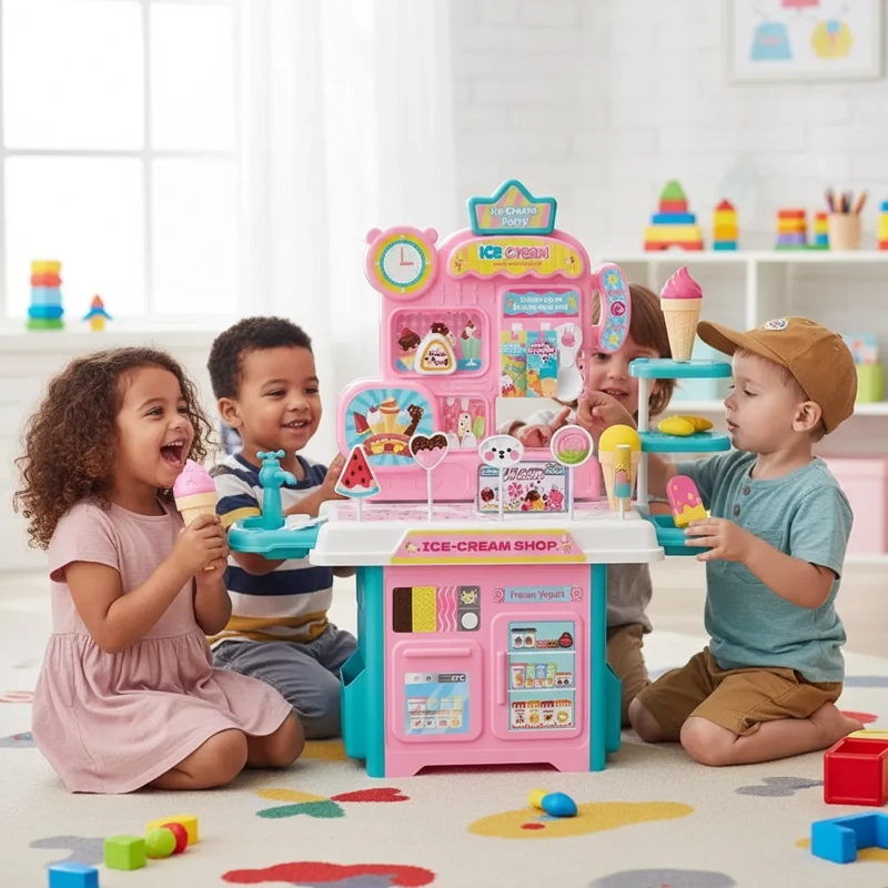 SET DE HELADERIA DE JUGUETE ICE CREAM SHOP 32 PIEZAS CON ACCESORIOS - 2