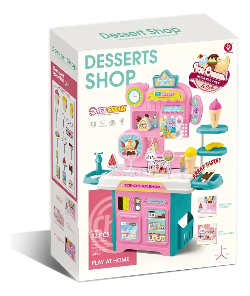SET DE HELADERIA DE JUGUETE ICE CREAM SHOP 32 PIEZAS CON ACCESORIOS - 4