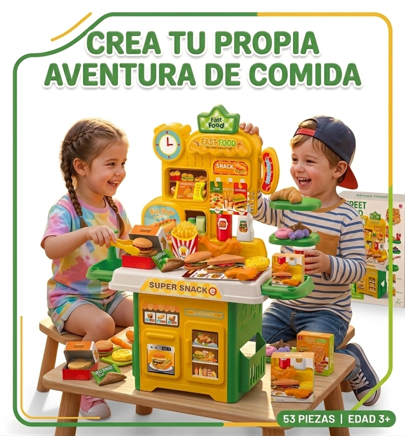 JUGUETE PUESTO DE COMIDA FAST FOOD / COCINA DE JUGUETE INFANTIL 53 PIEZAS - 2
