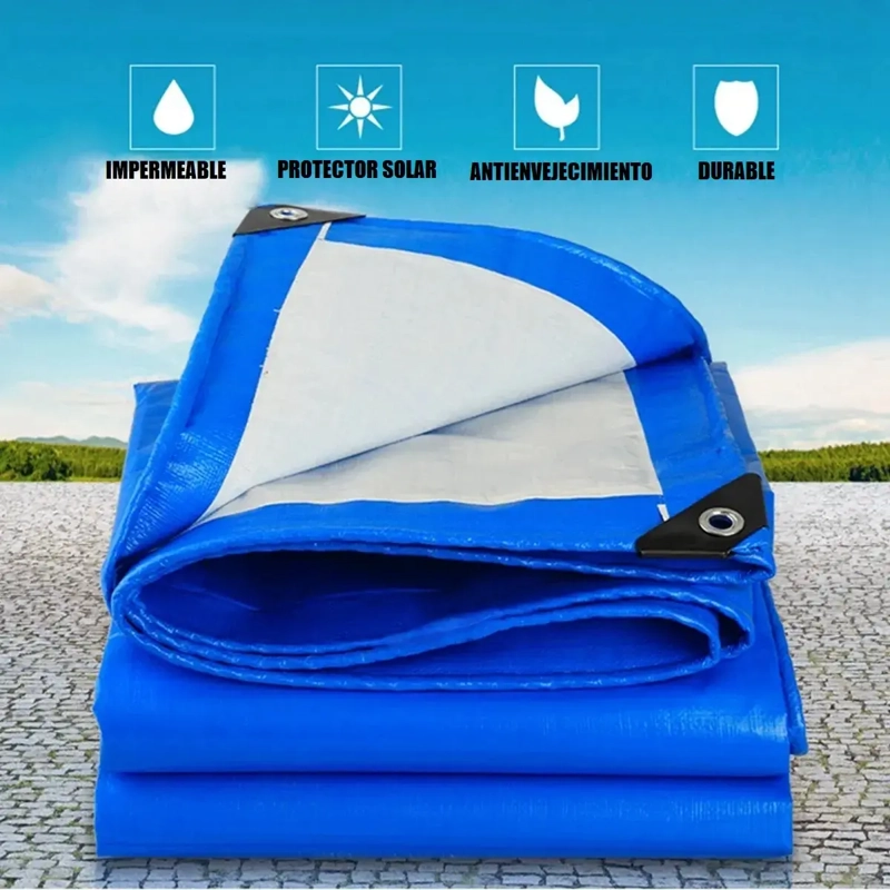 LONA CARPA MULTIUSO IMPERMEABLE DE 8X12 METROS AZUL - 3
