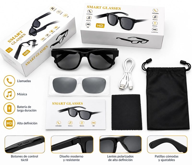 GAFAS BLUETOOTH INTELIGENTES AIMB-V3, LENTES DESMONTABLES - 2