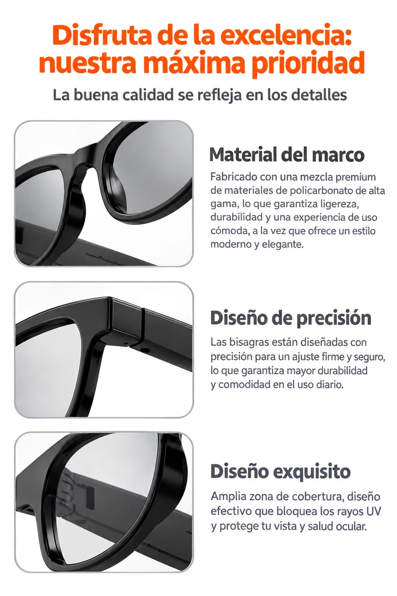 GAFAS BLUETOOTH INTELIGENTES AIMB-V3, LENTES DESMONTABLES - 3