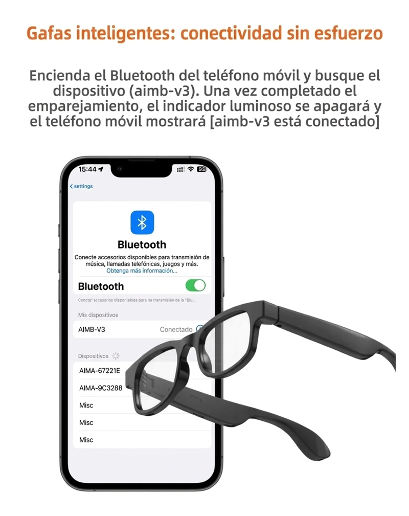 GAFAS BLUETOOTH INTELIGENTES AIMB-V3, LENTES DESMONTABLES - 5