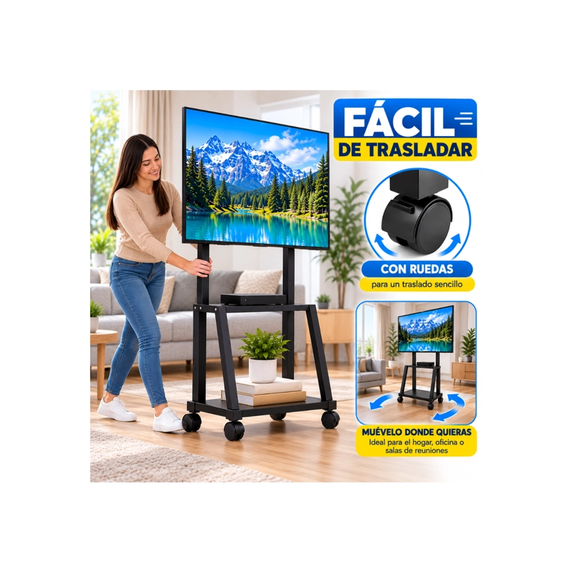 SOPORTE TV RACK MOVIL CON RUEDAS 32 A 75 PULGADAS NEGRO ML1700SSE - 4