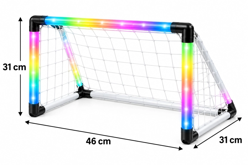 ARCO DE FUTBOL INFANTIL PORTABLE LUCES LED PELOTA E INFLADOR - 4