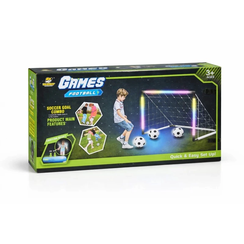 ARCO DE FUTBOL INFANTIL PORTABLE LUCES LED PELOTA E INFLADOR - 5