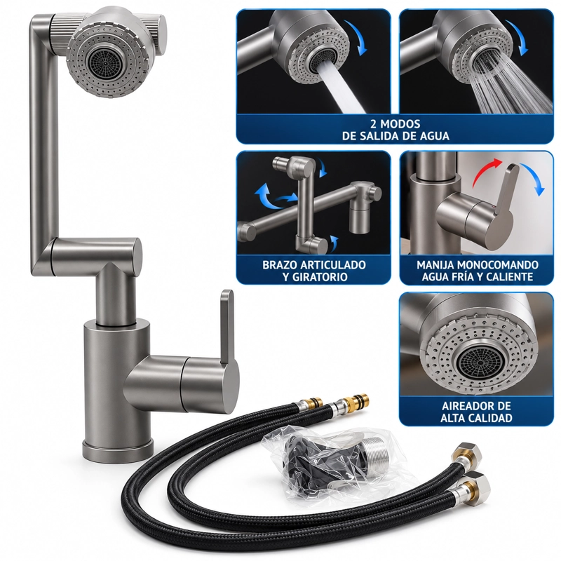 LLAVE MEZCLADORA DE COCINA CON BRAZO MECANICO ARTICULADO - 3
