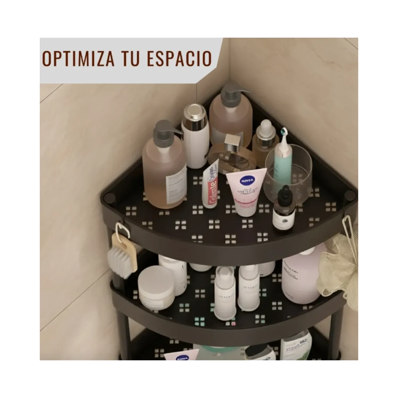 ORGANIZADOR DE BAÑO MULTIFUNCIONAL ESQUINERO 4 NIVELES CON RUEDAS - NEGRO (85X26X26 CM) - 2