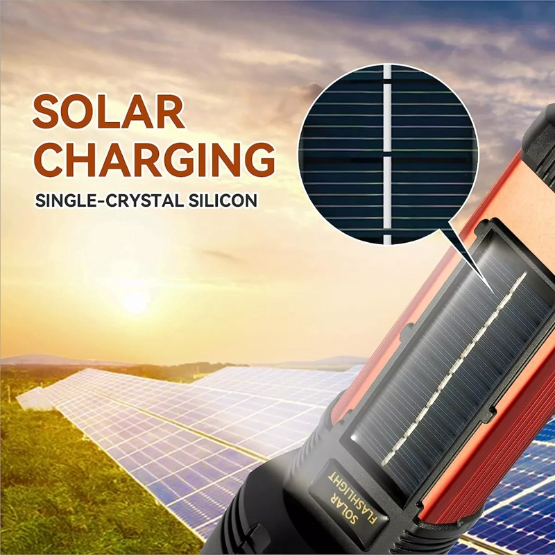 LINTERNA TÁCTICA ALTA POTENCIA SOLAR RECARGABLE USB - 4