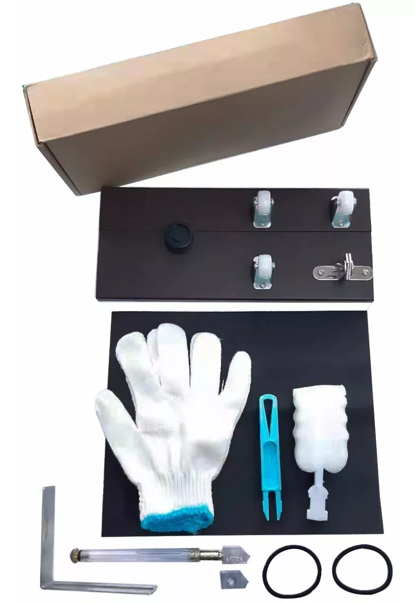 SET HERRAMIENTAS CORTADOR BOTELLA VIDRIO BASE METALICA ACCESORIOS - 5