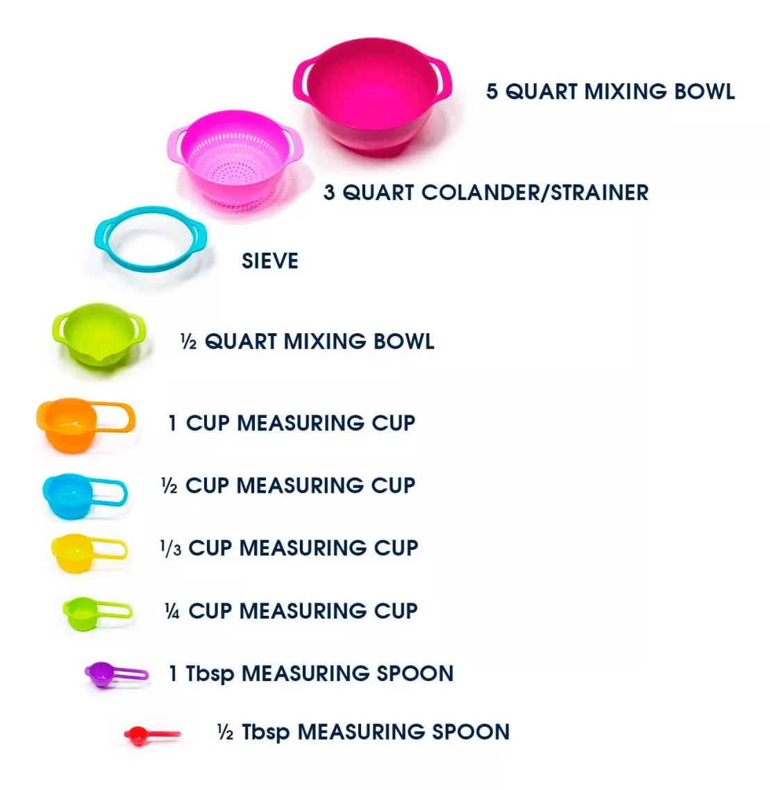 SET DE TAZAS MEDIDORAS CERNIDOR COLADOR BOWL COCINA - 5