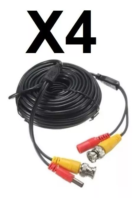 CABLE X4 CÁMARA SEGURIDAD CCTV VIDEO Y PODER BNC 15 MTS - 3