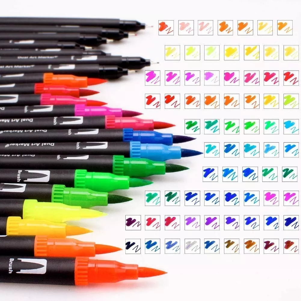 MARCADORES DE DOBLE PUNTA 100 TIPO PINCEL COLORES - 5