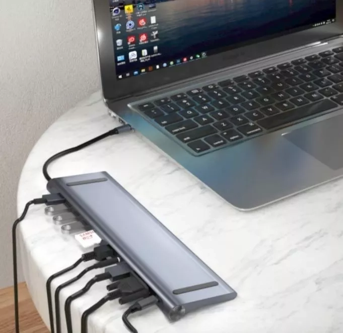 ADAPTADOR HUB 11 EN 1 USB TIPO C USB-C HDMI VGA USB LAN SD - 3