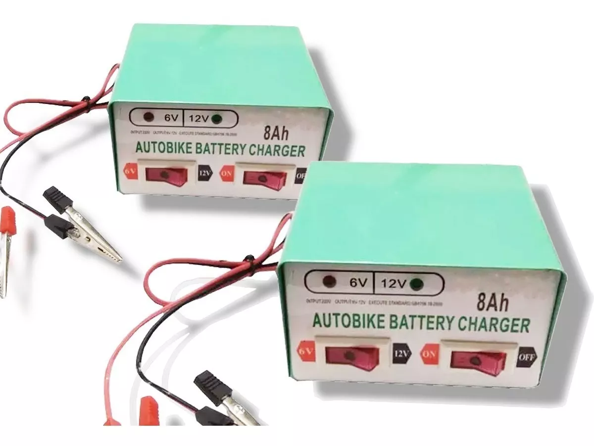 PACK 2 CARGADOR DE BATERIA 12V / 6V - 8AH PARA AUTOS Y MOTOS - 1