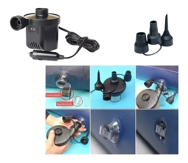 COLCHON INFLABLE CON COMPRESOR 12V Y 2 ALMOHADAS PARA AUTO - 3