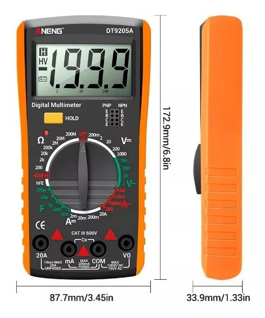 MULTITESTER MULTÍMETRO TESTER DIGITAL LCD DT9205A - 3