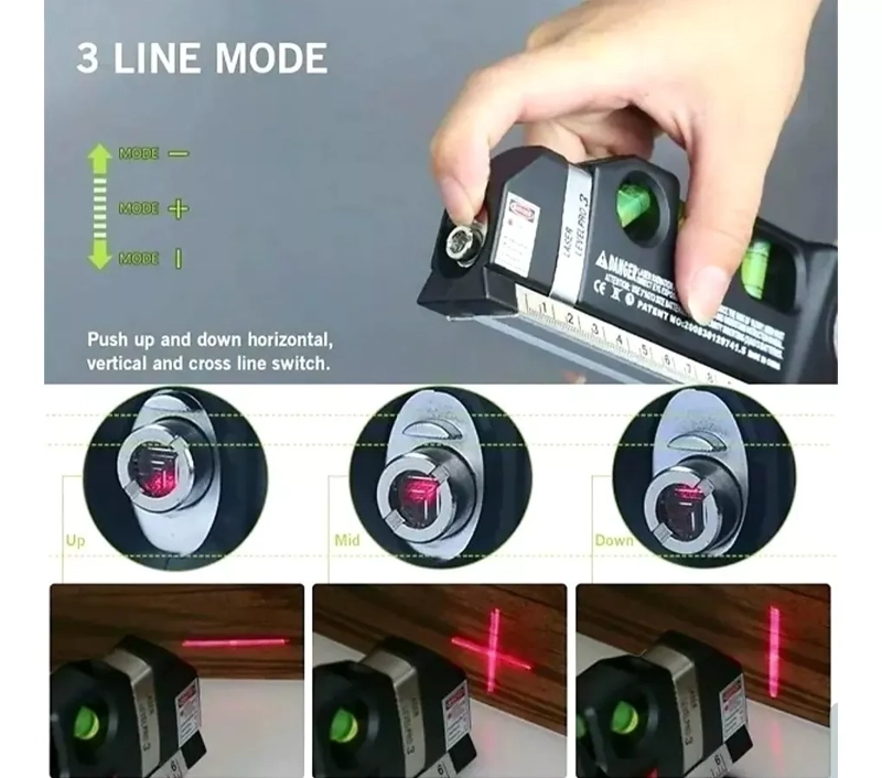 CINTA ME TRICA REGLA NIVEL LASER HORIZONTAL LEVEL PRO 3 MODOS - 2