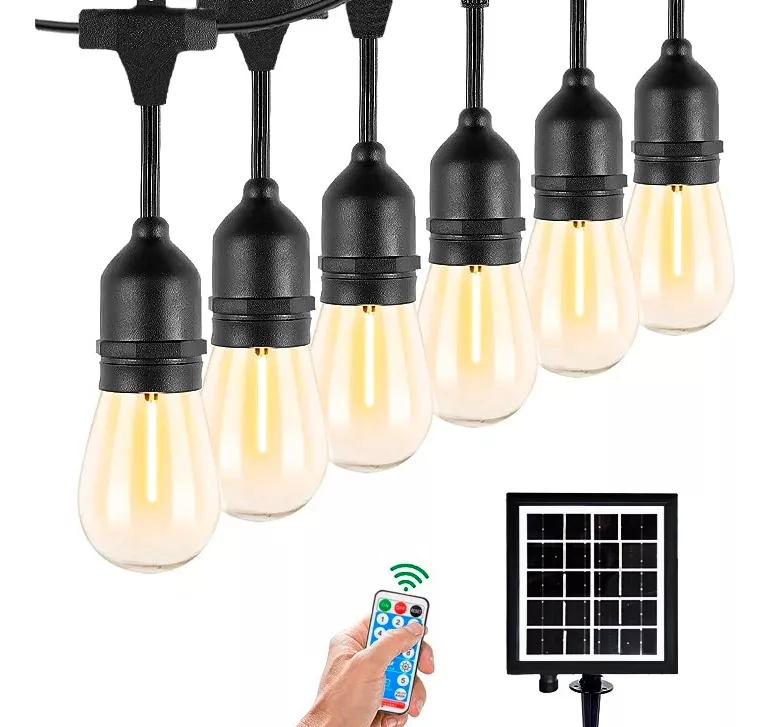 GUIRNALDA 10 METROS PANEL SOLAR CON 10 AMPOLLETAS LED CALIDA - 1