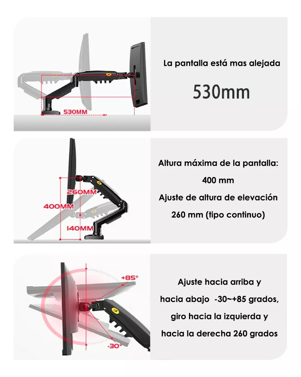 SOPORTE ERGONÓMICO DE MESA PARA MONITOR LCD 1 BRAZO 17-30 - 3