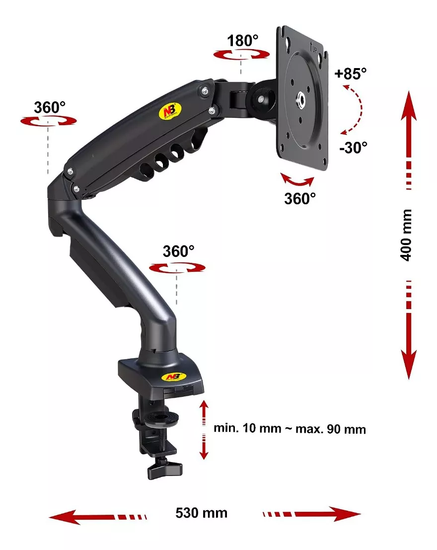 SOPORTE ERGONÓMICO DE MESA PARA MONITOR LCD 1 BRAZO 17-30 - 4