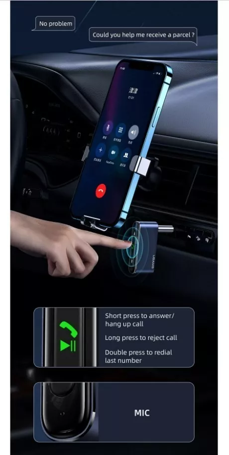 RECEPTOR BLUETOOTH AUTO 3.5MM MANOS LIBRES AUX CAR - 3