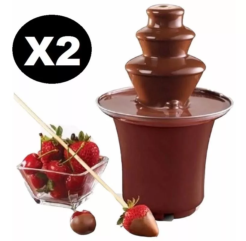 PACK X2 MINI CASCADA CHOCOLATE 3 PISOS, FUENTE, FONDUE, BODA - 1