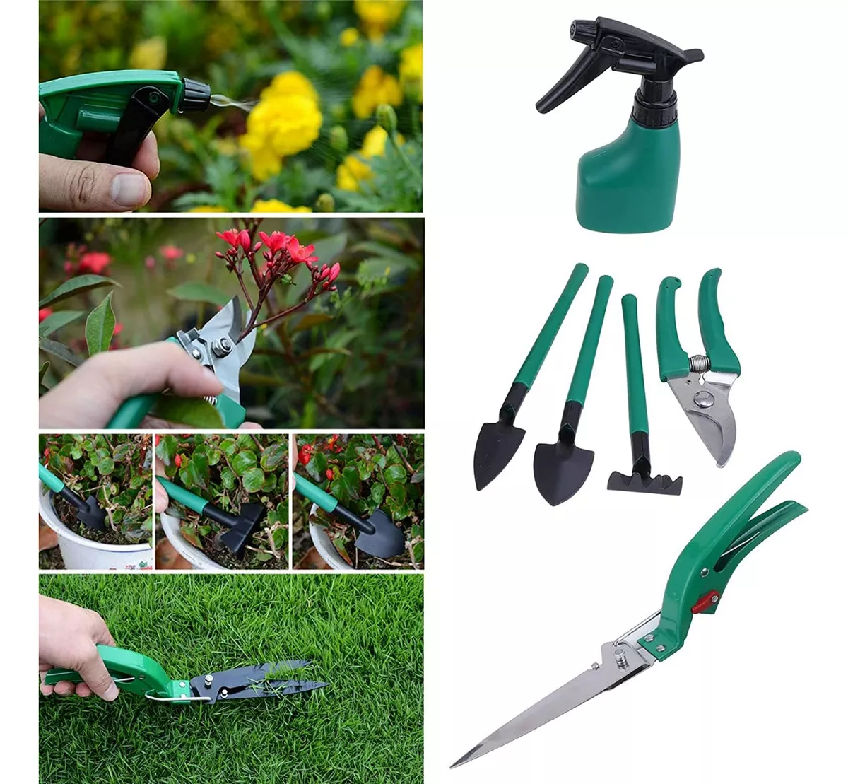 KIT HERRAMIENTAS JARDÍNERÍA RASTRILLO TIJERA PODAR ACERO - 3