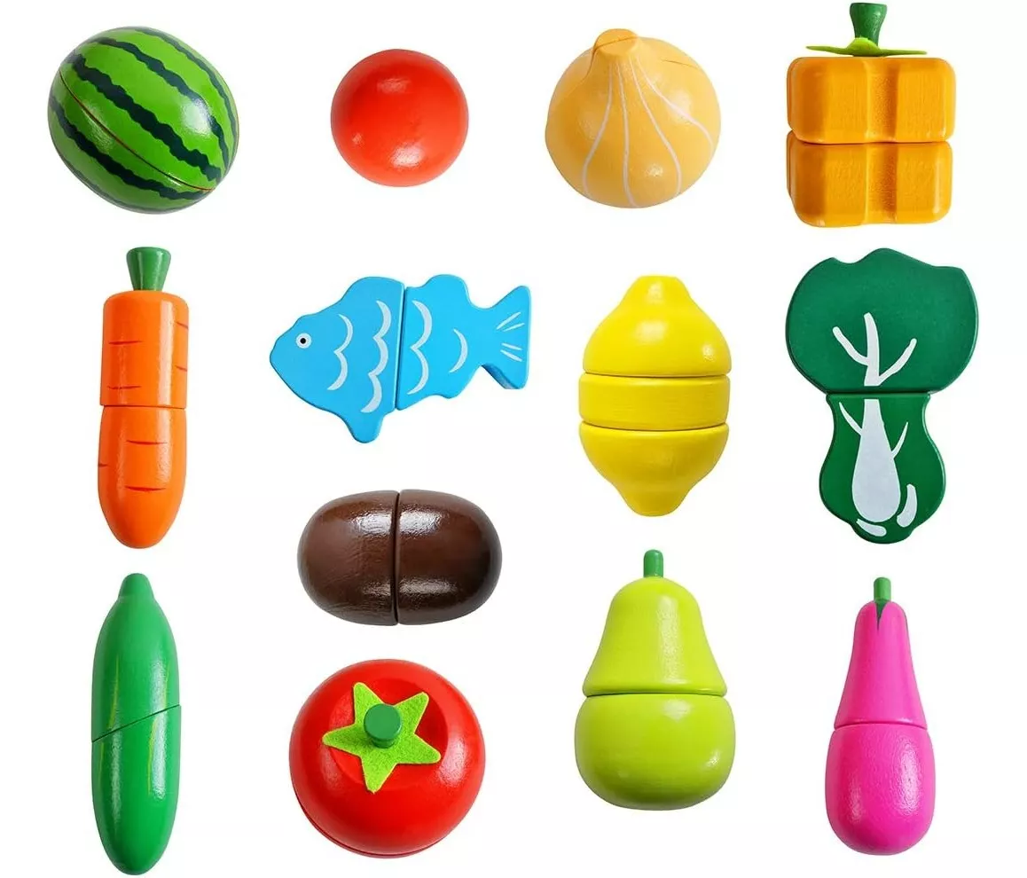 SET DE FRUTAS Y VERDURAS DE MADERA JUGUETE DIDÁCTICO 17PZS - 2
