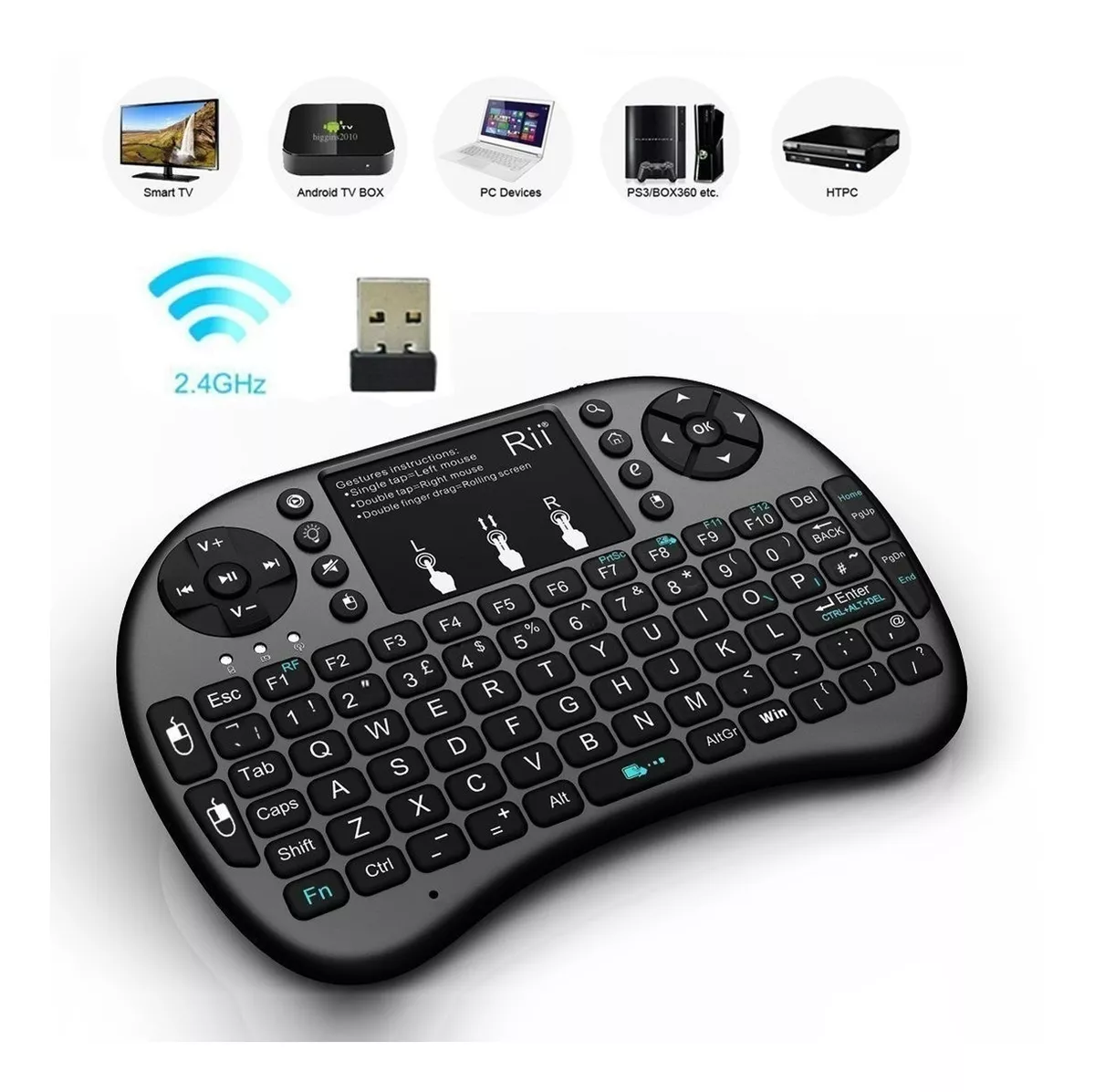 PACK X2 MINI TECLADO INALAMBRICO CON MOUSE TOUCHPAD - 5
